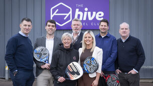<p>Rory Dennis, founding member of the Hive, Kevin Canning, CEO Quintas Capital, Noelle O’Callaghan, trainer at the Hive, Dave Farrell, founding member of the Hive, Kim Ronayne, Investor Relations Manager, Quintas Capital, Eric Otto and Tim Murphy, founding members of the Hive. Picture: Gerard McCarthy.</p>