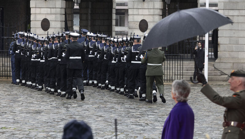 President Catherine Connolly at Dublin Castle after her inauguration inspects the guard of honour by the Defence Forces. File Picture: Sam Boal/Collins Photos
