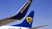 A part of Ryanair Boeing 737-800 aircraft with logo