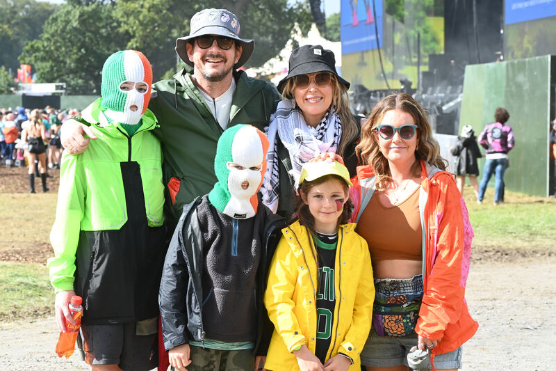 Families dressed for Kneecap's main stage performance at Electric Picnic in August. Picture: Larry Cummins Families dressed for Kneecap's main stage performance at Electric Picnic in August. Picture: Larry Cummins