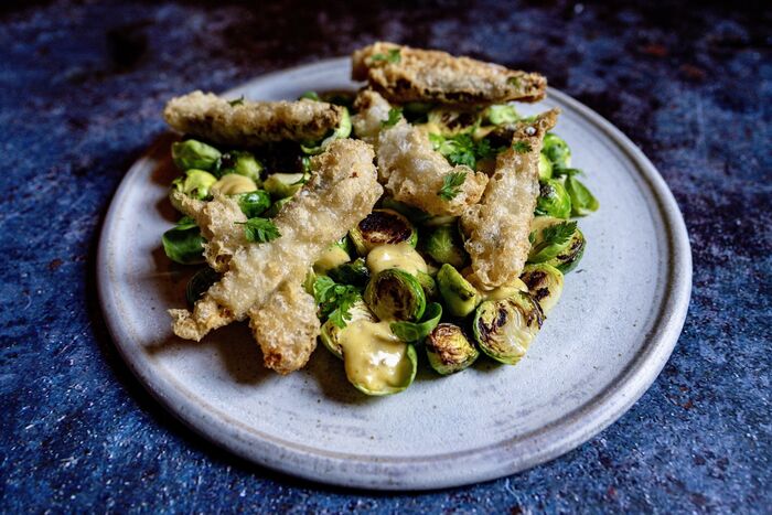 Brussels Sprout Caesar with Fried Boquerónes