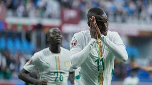 <p>SAINT NIC: Nicolas Jackson celebrates after scoring during the Africa Cup of Nations group D soccer match between Senegal and Botswana in Tangier, Morocco. Pic: AP Photo/Mosa'ab Elshamy.</p>