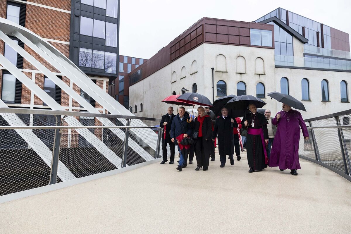 City officials and clerics at the opening of the new pedestrian and cycle bridge linking Lambley's Lane to Wandesford Quay, Cork City. Picture: Clare Keogh