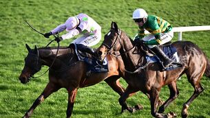 <p>Gaelic Warrior and Paul Townend beats Fact To File for owners Rich &amp; Susannah Ricci and trainer Willie Mullins. Pic: Healy Racing</p>