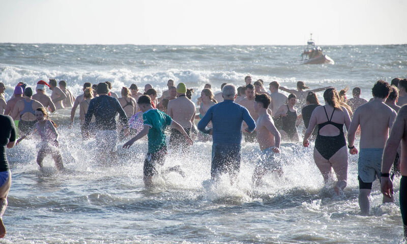 Making a splash at the annual Christmas Day Swim in Youghal, Co Cork. Picture: Howard Crowdy