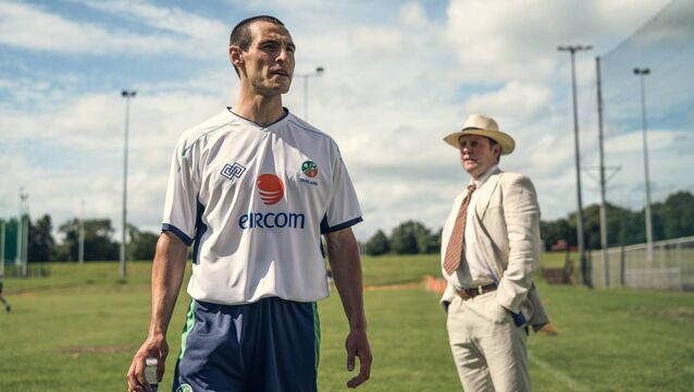 <p>Éanna Hardwicke as Roy Keane in Saipan. Picture: Aidan Monaghan</p>