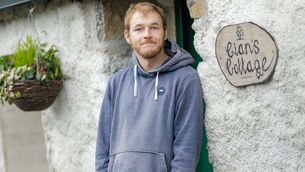 <p> Former homeless man Cian Murtagh at the house in Sligo which was bought for him by members of the Kilbehenny community who started a GoFundMe to buy him the cottage. Photo: James Connolly</p>