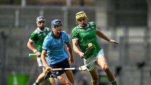 <p>Cathal O'Neill of Limerick in action against Brian Hayes of Dublin during the GAA Hurling All-Ireland Senior Championship quarter-final match between Dublin and Limerick at Croke Park in Dublin. Photo by Daire Brennan/Sportsfile</p>