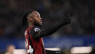 <p>SEMEN-GO: Bournemouth's Antoine Semenyo gives a thumbs up during the Premier League match at Stamford Bridge. Pic: Andrew Matthews/PA Wire.</p>