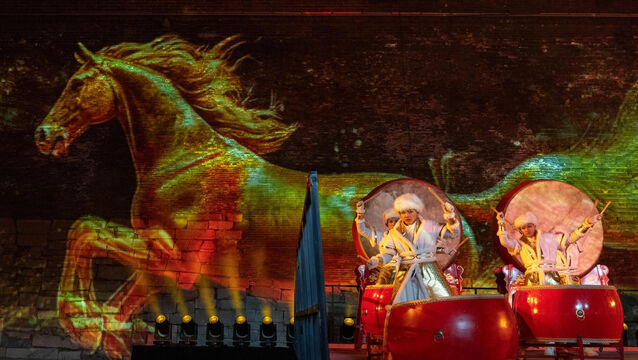 <p>Drummers ring in the new year at the Great Wall on the outskirts of Beijing, China (Ng Han Guan/AP)</p>