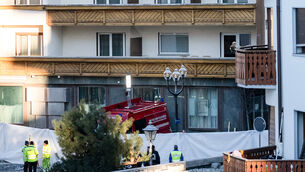 Police at the scene of the fire at the Le Constellation bar in Crans-Montana, Switzerland (Alessandro della Valle/Keystone/AP)
