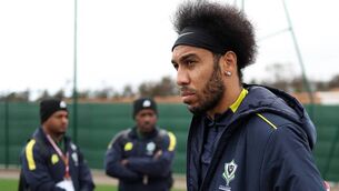 <p>Gabon's forward Pierre-Emerick Aubameyang attends a training session in Taghzout. Picture: FRANCK FIFE / AFP via Getty Images</p>
