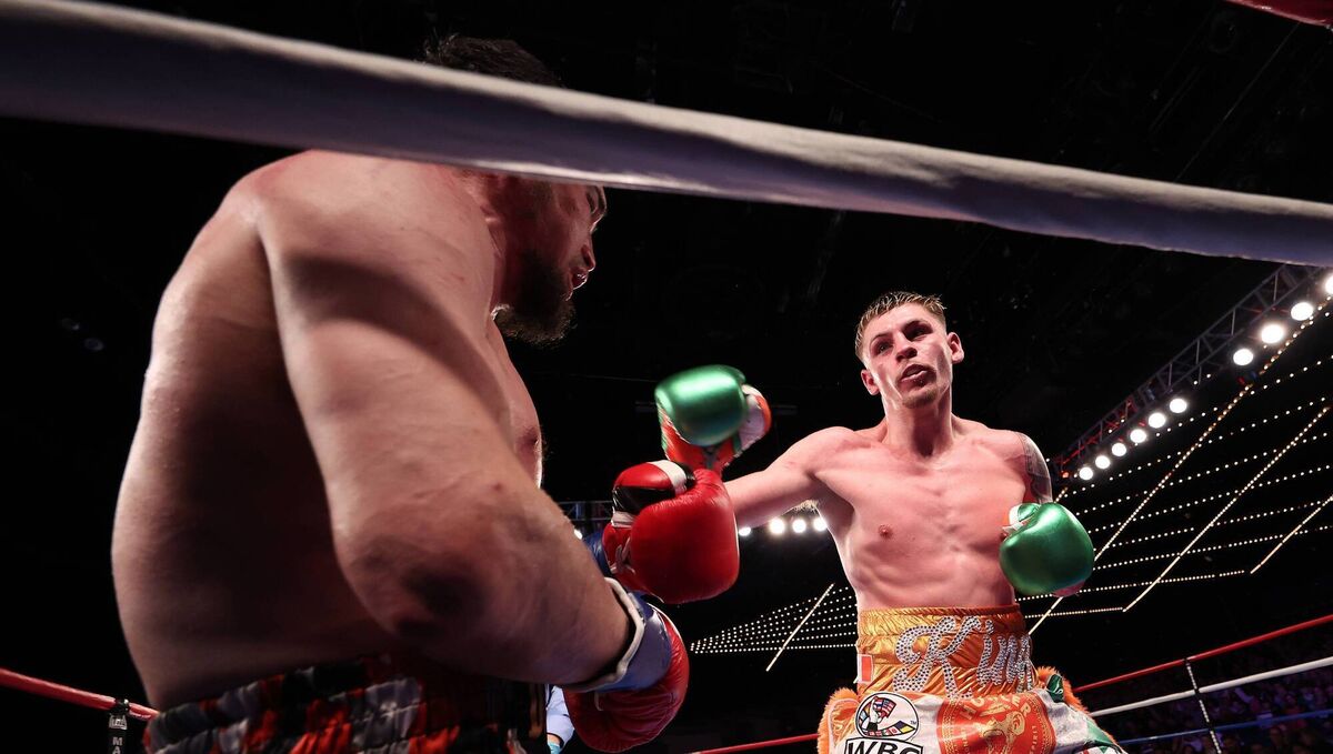 Callum Walsh punches Dauren Yeleussinov in Madison Square Garden. Will 2026 see a homecoming fight in Cork? Picture: Al Bello/Getty Images