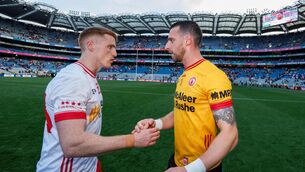 <p>Tyrone’s Peter Harte, left, has almost certainly played his last game for Tyrone footballers. Pic: James Crombie/Inpho</p> <p>Tyrone’s Peter Harte, left, has almost certainly played his last game for Tyrone footballers. Pic: James Crombie/Inpho</p>