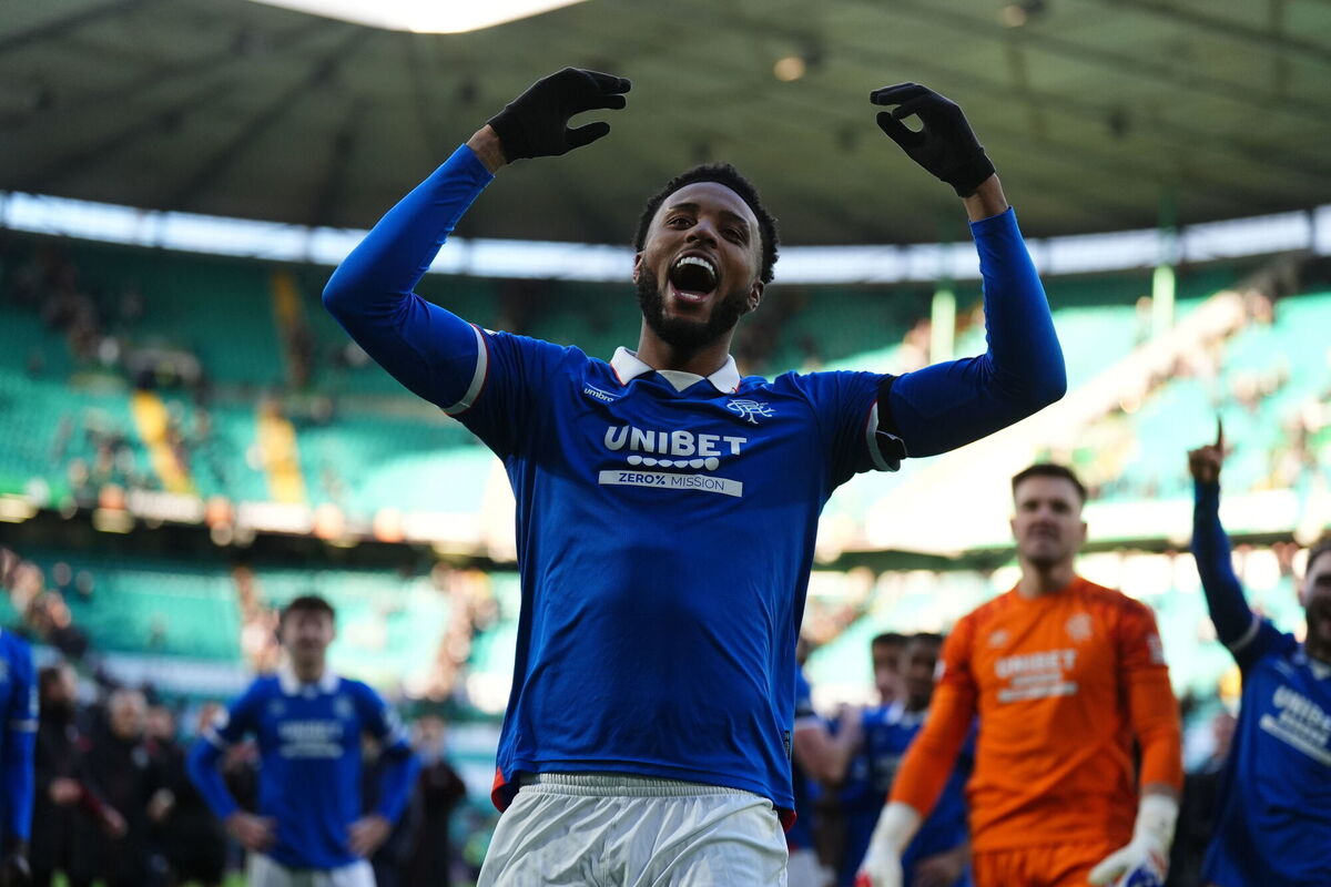 Chermiti gets the Gers fans going after the game. Pic: Andrew Milligan/PA