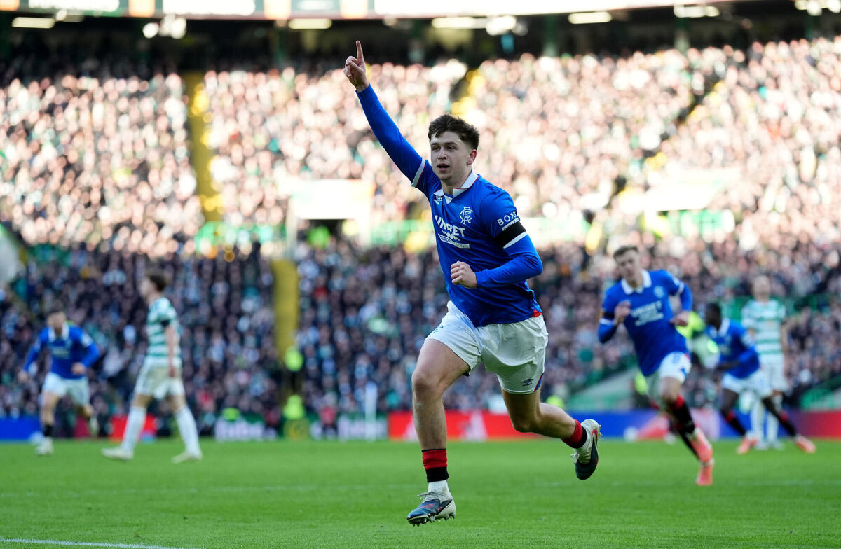 Mikey Moore puts the finishing touches on a magnificent fightback at Parkhead. Pic: Andrew Milligan/PA