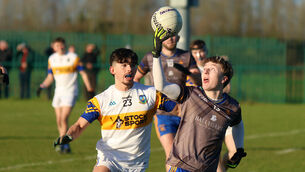 <p>Niall Collins of Ballymacelligott in possession of the ball against Keith Holligan, Grangenolvin. Pic: Brendan Gleeson</p> <p>Niall Collins of Ballymacelligott in possession of the ball against Keith Holligan, Grangenolvin. Pic: Brendan Gleeson</p>