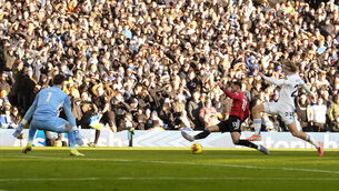 <p>Manchester United's Matheus Cunha scores his side's equaliser. Pic: Danny Lawson/PA Wire.</p>