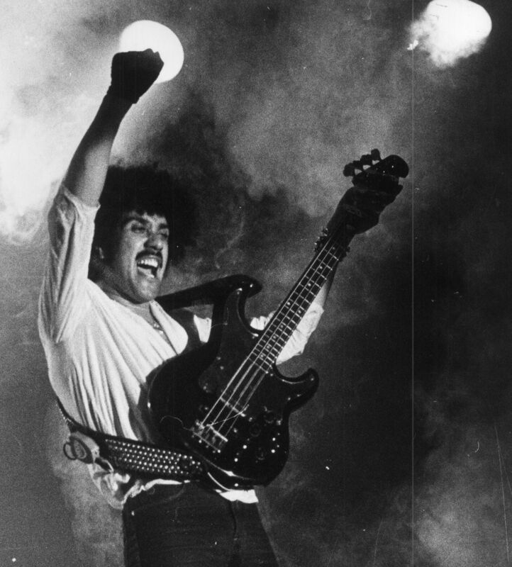 Phil Lynott in action at Cork City Hall on his final concert tour with Thin Lizzy on April 5, 1983. Picture: Irish Examiner Archive/Eddie O'Hare