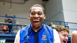 <p> STAR MAN: Neptune’s Pharrell Osagie celebrates following a score in the U20M National Cup encounter with Portlaoise at Neptune Stadium. Pic: Chani Anderson</p>
