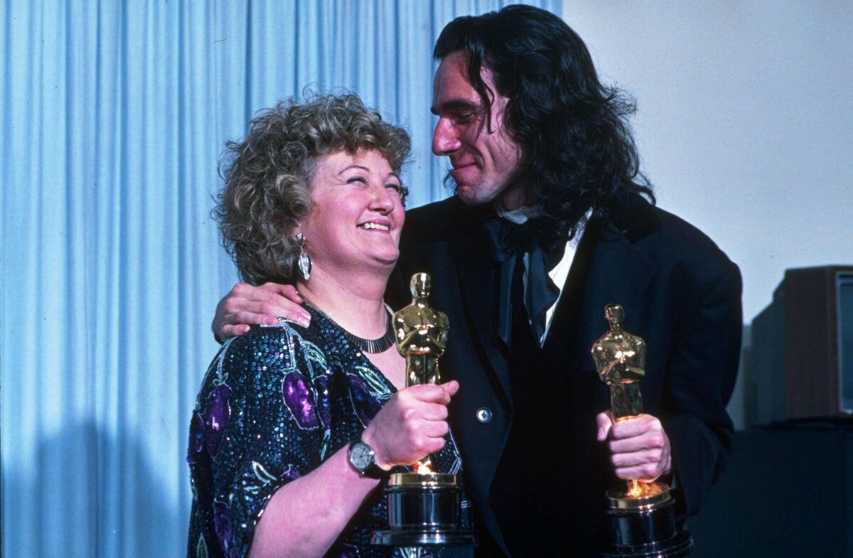 Brenda Fricker and Daniel Day-Lewis celebrating their Oscars (for Best Supporting Actress and Best Actor respectively) for Jim Sheridan's film 'My Left Foot' at the 1989 Academy Awards. Picture: Snap/Shutterstock