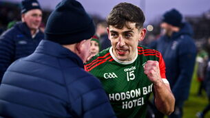 <p>St Brigid's goalscorer Brian Derwin celebrates with supporters after his side's victory over Scotstown. Pic: Ben McShane/Sportsfile</p>