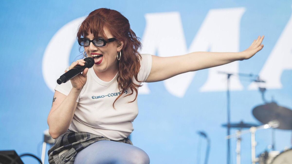 CMAT (Ciara Mary-Alice Thompson) giving it welly at Primavera in Barcelona last June. She used both Irish and English in the title track of her album 'Euro-Country'. Picture: Xavi Torrent/Redferns