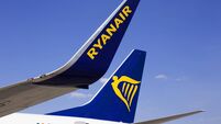 A part of Ryanair Boeing 737-800 aircraft with logo