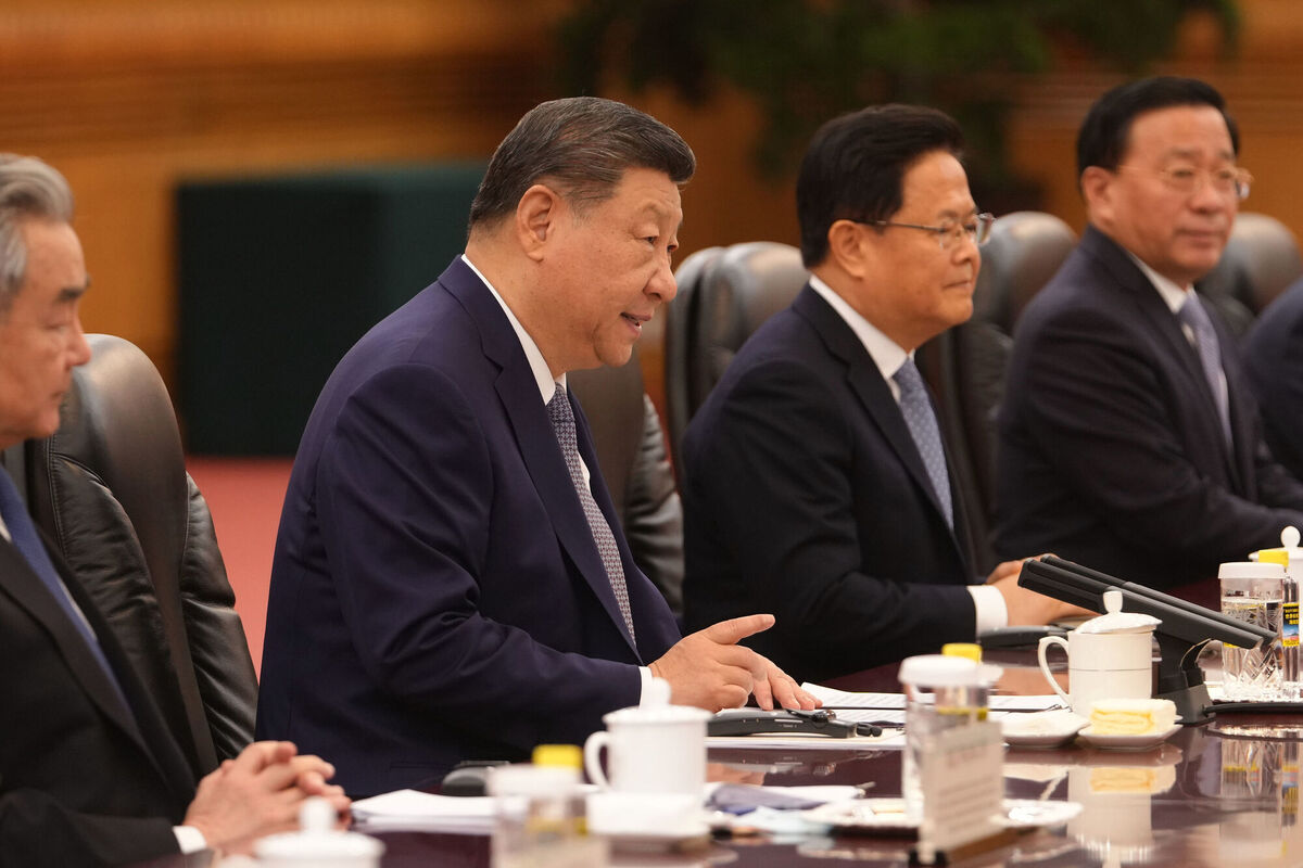 Chinese President Xi Jinping during the bilateral meeting with Micheál Martin. Picture: AP Photo/Andy Wong