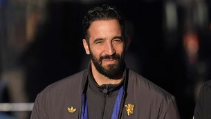 <p>GONE: Manchester United manager Ruben Amorim arrives at Elland Road on Sunday for what turned out to be his final game in charge</p>