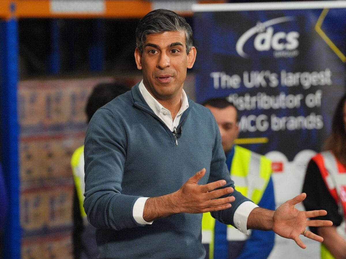 Former British prime minister Rishi Sunak has worn his Aegean blue three-quarter zip on at least 12 different appearances. Picture: Jonathan Brady/PA