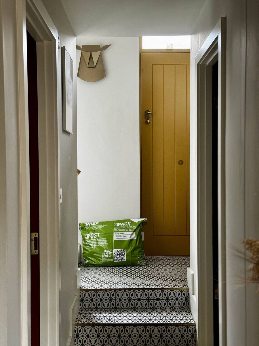 Jennifer Sheahan's Oxfam Postback bag is ready to be collected by An Post. Jennifer Sheahan's Oxfam Postback bag is ready to be collected by An Post.