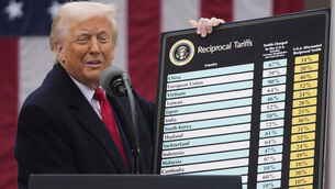 <p>US president Donald Trump announcing new tariffs in the Rose Garden at the White House last April. Picture: AP /Mark Schiefelbein</p>