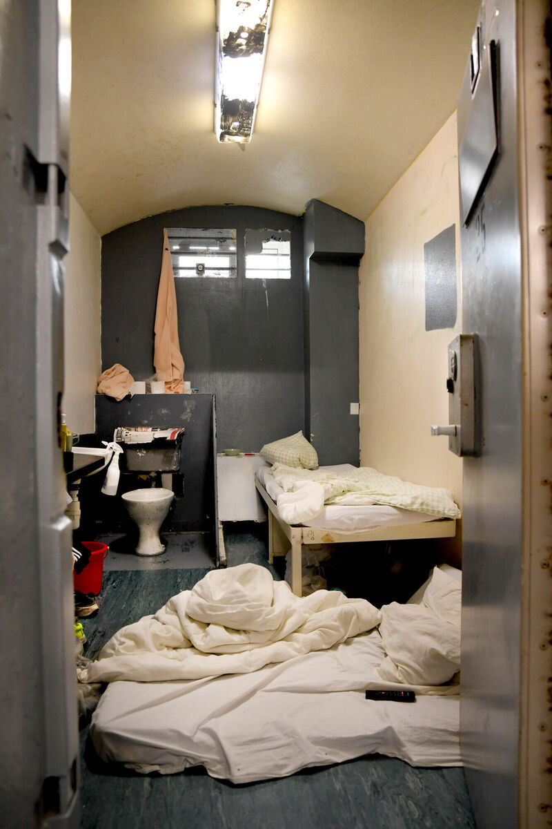  A cell in Mountjoy Prison last January. The number of inmates sleeping on mattress on the floor in shared cells has more than trebled during 2025. Photo: Moya Nolan