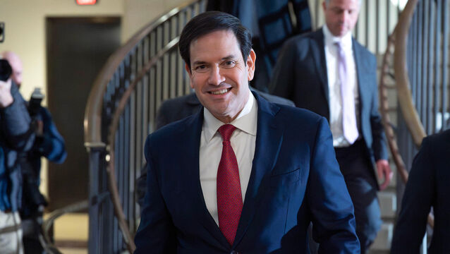 <p>Secretary of State Marco Rubio arrives at the US Capitol for a closed-door briefing (Jose Luis Magana/AP)</p>