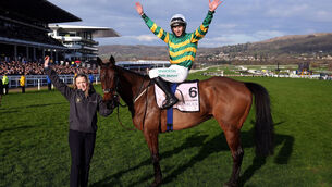 <p>SOMETHING TO PROVE: Inothewayurthinkin was an impressive winner of last year's Cheltenham Gold Cup but has yet to sparkle in two runs this season. 	Picture: Bradley Collyer/PA</p>