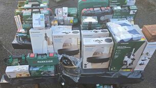 <p>Two men arrested after gardaí seized stolen items worth over €9,300 during a search in Co Cork. Picture: An Garda Síochána Cork</p>