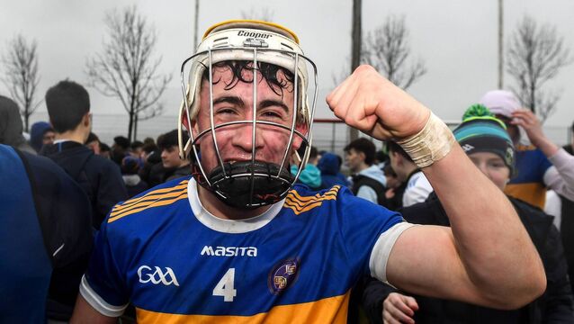 THURLES CBS' Jack Lahart celebrates after their final victory last February over St Flannans Ennis at Mallow GAA Complex in Cork. Pic: John Sheridan/Sportsfile <p>THURLES CBS' Jack Lahart celebrates after their final victory last February over St Flannans Ennis at Mallow GAA Complex in Cork. Pic: John Sheridan/Sportsfile</p>