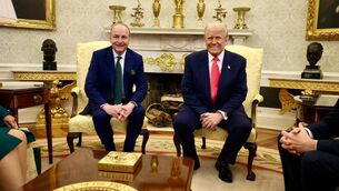 <p>Taoiseach Micheál Martin with US president Donald Trump in the Oval Office on St Patrick’s Day 2025. Picture: Tasos Katopodis/Government of Ireland </p>