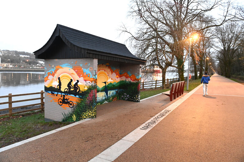  Colourful new artwork on The Hut at Marina Promenade beside the River Lee. Picture: Larry Cummins