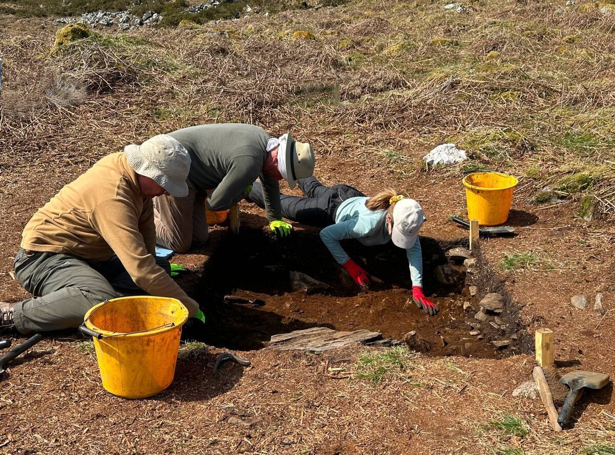 Researchers from Queen’s University Belfast during recent excavations at the hillfort. Researchers from Queen’s University Belfast during recent excavations at the hillfort.