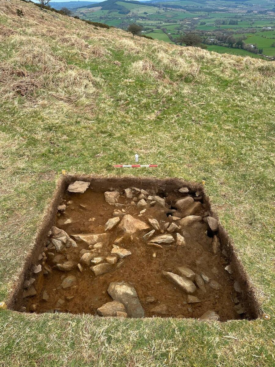 A test trench with a hearth feature, signalling prehistoric habitation. A test trench with a hearth feature, signalling prehistoric habitation.