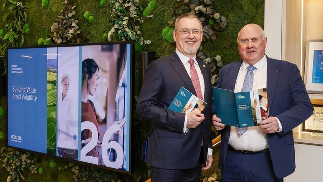 <p>Bord Bia CEO Jim O’Toole with junior minister Noel Grealish at the launch of the report. Picture: Peter Houlihan/Fennells</p>