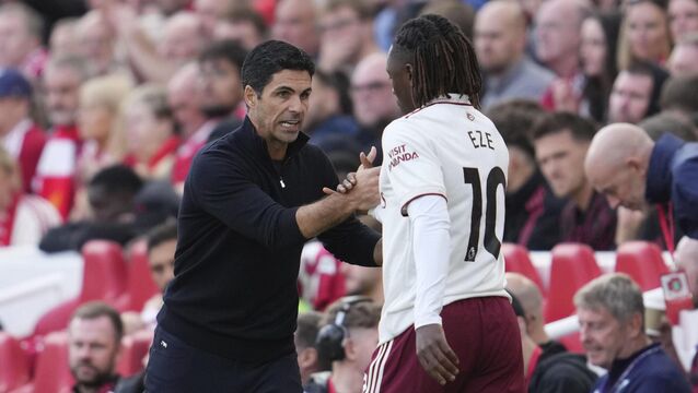 <p>TAKE IT EZE: Arsenal boss Mikel Arteta has hailed Eberechi Eze as “phenomenal” and claimed the England international’s desire is better than ever despite falling out of favour. Pic: AP Photo/Jon Super.</p>