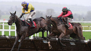 <p>Charlus, right, was touched off by Sea Of Sands at Punchestown last month but may be able to go one place better at Clonmel on Thursday. 	Picture: Healy Racing </p>