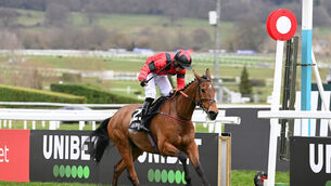 <p>FESTIVAL VICTOR: Myretown, seen here winning the Ultima Handicap Chase at last year's Cheltenham Festival, is due to contest the Classic Chase at Warwick on Saturday. 	Picture: Healy Racing</p>