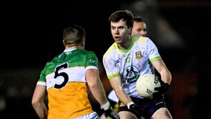 <p>Jack O’Connor of Meath in action against Shane O’Toole Greene of Offaly during the O'Byrne Cup quarter-final. Pic: Seb Daly/Sportsfile</p>