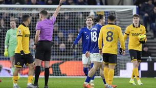 <p>Jack Grealish was the second Everton player sent off (Peter Byrne/PA)</p> <p>Jack Grealish was the second Everton player sent off (Peter Byrne/PA)</p>