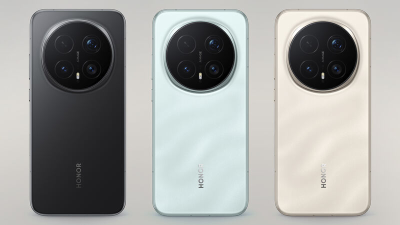 The Honour Magic 8 Pro is available in Sunrise Gold, Sky Cyan, and Black; however, only Black will be available in Ireland. Picture: Honor.