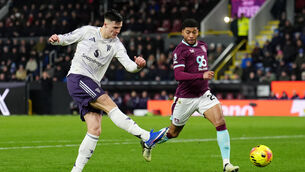 <p>ON TARGET: Benjamin Sesko scores the first of his two goals in Manchester United’s 2-2 draw at Burnley. Pic:  Martin Rickett/PA</p>